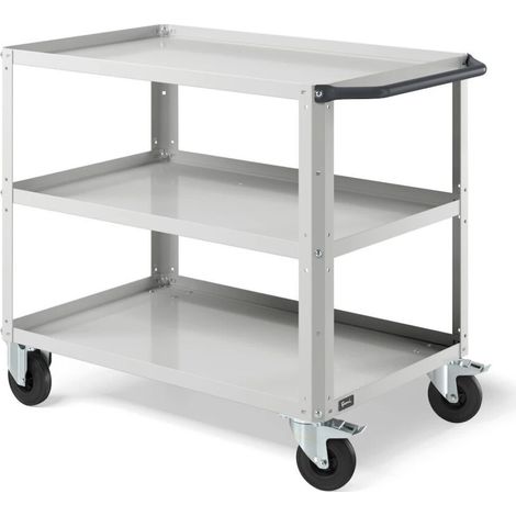 carrello da officina fami "clever large" con tre ripiani in acciaio grigio 102,8x61,5x84,6 cm (1/2)