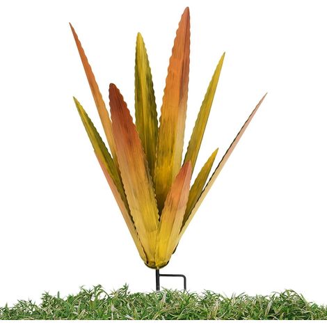 Sculpture rustique en tequila – Plantes d'agave en métal pour cour , agave en fer, ornements extérieurs, simulation créative, plantes vertes,(Jaune) (1/5)