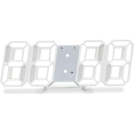 Horloge numérique LED 3D, décoration murale, mode nuit, réglable, horloge de bureau, décoration de salon, LED blanc, 1 pc (blanc) (1/5)