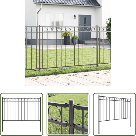 vidaXL Gartenzaun - Zaunelement Grau 170 x 130 cm Stahl (1/5)