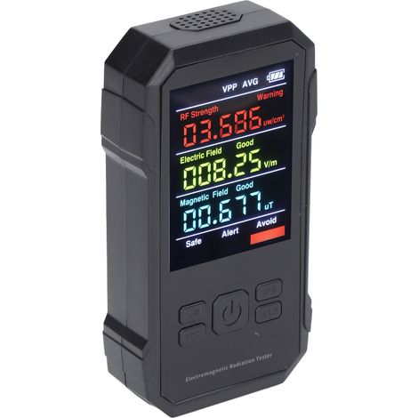 Détecteur de radiation électromagnétique portable avec pile, mesureur numérique haute fréquence, écran LCD, noir (1/5)