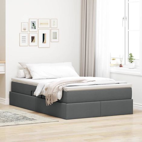 vidaXL Lit avec rangement et matelas Gris foncé 120 x 200 cm Polyester (1/5)