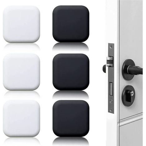 6 Pièces Butée de porte murale noire/blanche adhésive 45mmx45mm Bloc porte Stop porte mural adhesif Butoir porte mural adhesif (1/4)