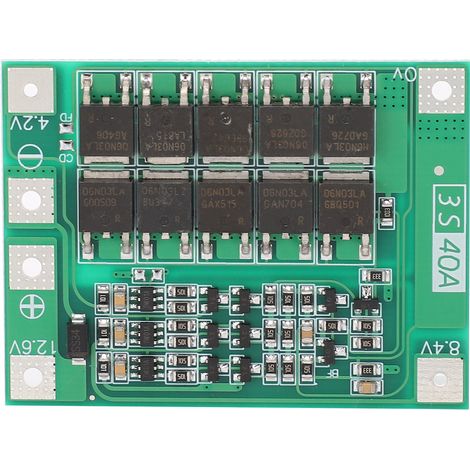 Carte de protection améliorée pour batterie au lithium 3 cellules 40 A 12,6 V CC (1/5)