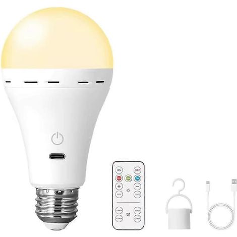 Lampadine LED ricaricabili con telecomando, attacco E26, lampadina intelligente con 3 colori variabili e gancio - AquaForge (1/5)