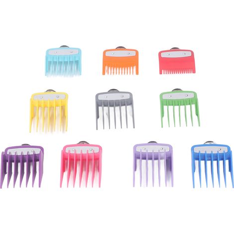 Lot de 10 Peignes Guides Tondeuse Cheveux, Sabots Coupe Pro Colorés Numérotés, Accessoires Coiffure Multitailles (1/5)