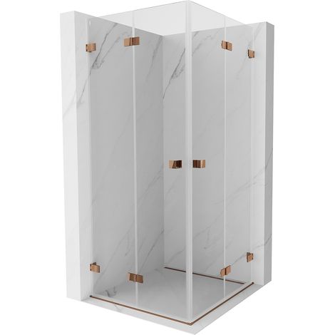 Mexen Lunar-F Duo Faltbare Duschkabine 85 x 85 cm, transparent, Roségold - 836-085L-085P-60-00 (1/5)