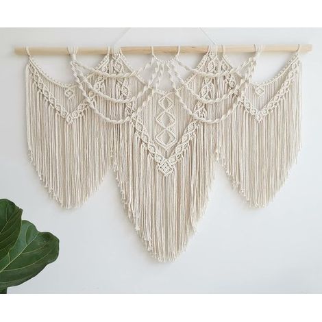 Tapiz de macramé grande, estilo bohemio chic, tapiz tejido, boho, decoración de pared, cuerda de algodón, tapiz, sala de estar, cortina de pared (1/5)