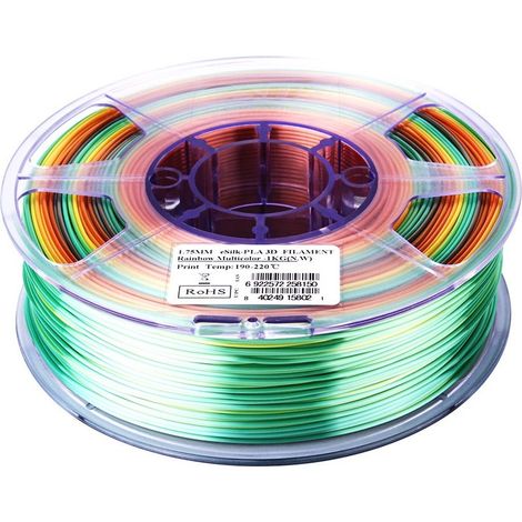 eSUN PLA-Silk Filament, 1.75mm, 1000g eSUN PLA-Silk Filament 1.75mm 1000g Rainbow