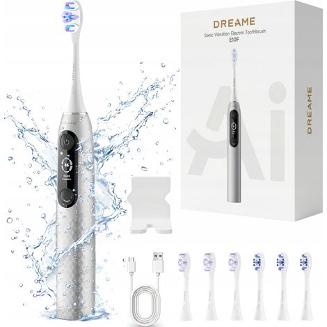 CEPILLO DE DIENTES EL脡CTRICO SONICO DREAME E10F PLATEADO CON 6 CABEZALES