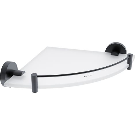 Nimco Tablette d'angle pour salle de bains avec barrière, noir mat, Unix noir mat UNC 13091RBX-90 (1/2)