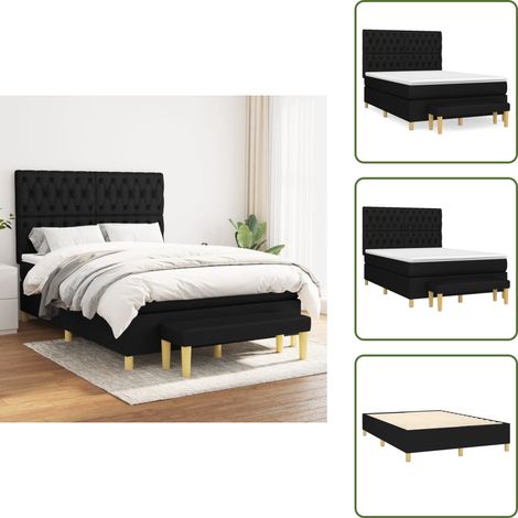 Letto con materasso a molle insacchettate - vidaXL Giroletto a Molle con Materasso Nero 140x190 cm in Tessuto - Letto con coprimaterasso
