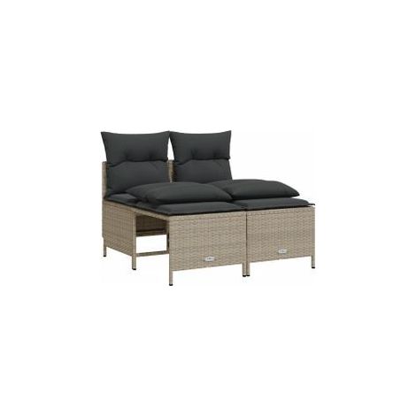 Salon de jardin 4 pcs avec coussins gris clair résine tressée (1/5)