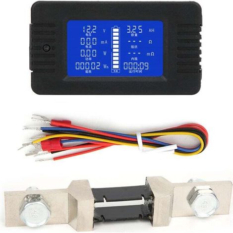 Monitor della batteria, monitor della batteria CC multifunzione con schermo LCD, 0–200 V, wattmetro, tester e analizzatore della tensione della batteria bilanciata, con shunt da 200 A (1/5)