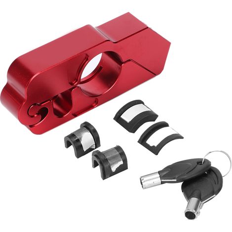Poignée antivol universelle en alliage d'aluminium CNC pour moto, verrou de levier de frein stop, rouge (1/5)