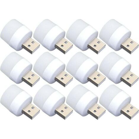 Mini Lumière de Nuit USB - 12pcs Plug-in Bulbes, Lumière blanc Portable pour Toilette, Cuisine, Couloir - Idéal pour Les Enfants-Chrom (1/5)