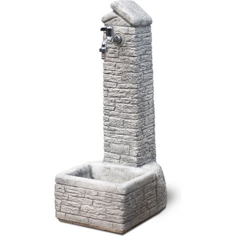 Fontana da Giardino Senza Rubinetto in Cemento Granulato di Marmo Zambla Grigio