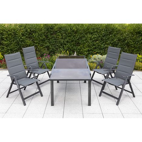 Taviano Set 5tlg 4 Sessel Tisch 140(200)x90cm
