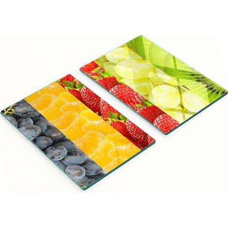Taglieri da cucina in vetro con grafiche di frutta colorata, 2x40x52 cm (1/5)
