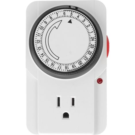 Minuteur mécanique 24h, prise programmable 3 broches, 2 modes, voyant lumineux, minuterie électrique US 125V pour lampes (1/5)