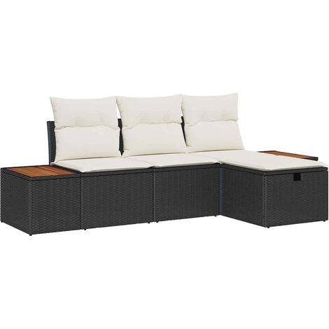 Maison Exclusive - Gartensofa-set mit Kissen 4 pcs Schwarz Poly-R