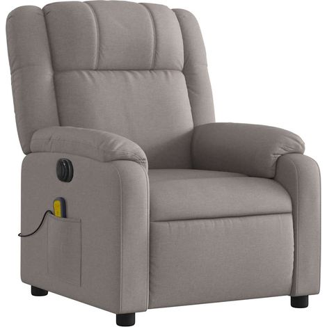 Poltrona relax TV reclinabile elettrica funzione massaggio 6 punti massaggio in tessuto tortora DEC027268