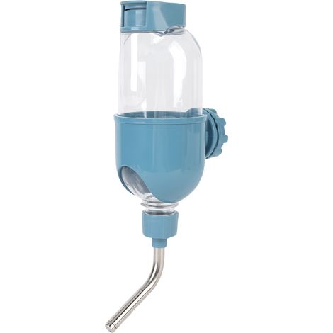 Bouteille d'eau suspendue pour chien, chat ou lapin, grande capacité, en plastique, avec double perle, bleue. (1/5)