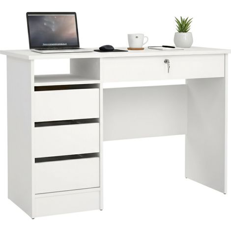 Dmora - Scrivania Eliane, Scrittoio multiuso, Tavolo per ufficio porta PC, Piano di lavoro, 109x49 h76 cm, Bianco