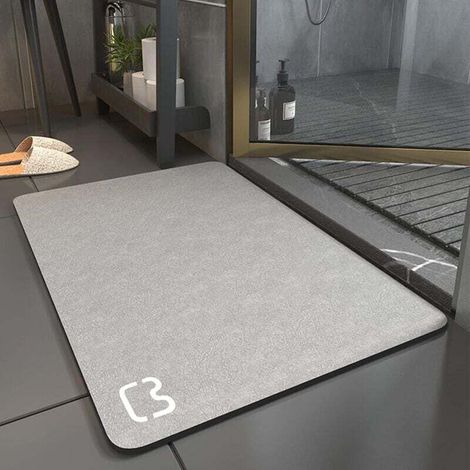 Diatomite Bath Mat, Absorbent, Quick-Drying, Non-Slip, Grey - 50x80cm (1/4)