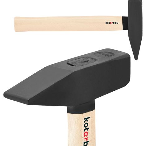 KOTARBAU® Marteau - Acier - 0,7 kg - Massette - Masse Outil - 28,5 cm - Marteau Forgeron - Masse pour Fendre le Bois - Noir Naturel - avec Manche en Bois - Ergonomique (1/5)