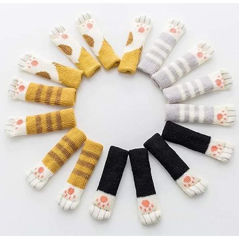 Chaussettes de Chaise, Mignonne Pattes de Chat Couvre-Jambes de Chaise Protecteurs de Plancher Anti-Rayures Anti bruit 16pcs (1/4)