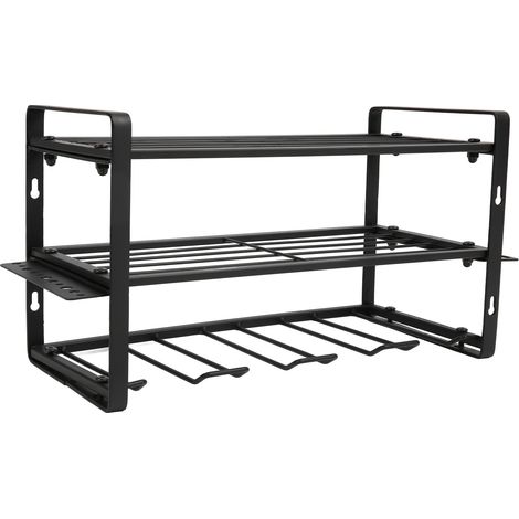 Organisateur de perceuse noir, support mural pour perceuse supportant une charge de 68 kg (150 lb), avec accessoires complets pour atelier de garage. (1/5)