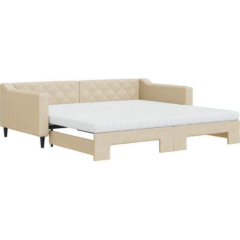 Maison Exclusive - Tagesbett Ausziehbar mit Matratzen Creme 100x2