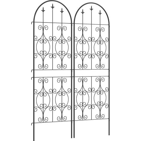 Set of 2 Decorative Metal Garden Trellis for Climbing Plants, Vines, Flowers, 150 x 50 cm, Elegant Scrollwork Design