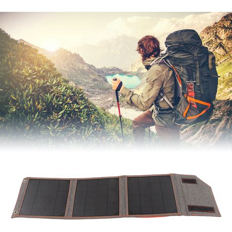 Panneau solaire monocristallin en silicium de 15 W avec sortie USB 5 V, boîtier pliable solaire d'extérieur adapté à la recharge en extérieur, au camping, à la randonnée, etc. (1/5)