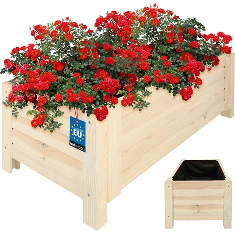 KOTARBAU® Jardinière Extérieur - Bois de Pin Imprégné - 79 x 39 x 30 cm - Blanc - Jardiniere sur Pieds - Bac à Fleurs Rectangulaire - Grande Capacité - avec Toile Anti-Mauvaises Herbes (1/5)