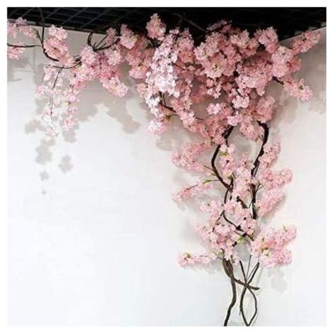 Fleur Artificielle 105 Cm Faux Cerisier Fleur Arbre 3 Fourche Sakura Branche Fleur Artificielle Soie De Mariage Fond Décoration Murale