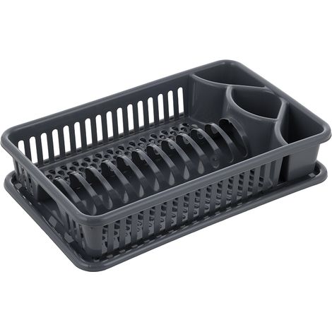 Escurridor de platos de plástico LUX gris oscuro -BEN