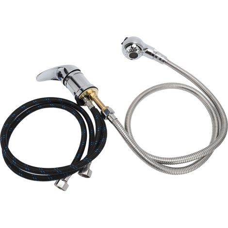 Robinet de shampoing pour lit et fauteuil, tuyau de 70 cm, eau chaude et froide, flexible souple de 120 cm, pommeau de douche pour salon de coiffure (1/5)