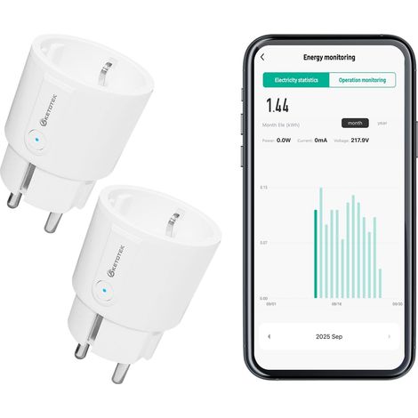 Prise Connectée WiFi, Prises Intelligente Compatible avec et , Prise Programmable Suivi de Consommation, Commande Vocale, Aucun Hub Requis (1/5)