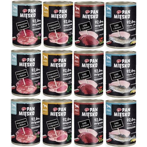 PAN MĘSKO CIBO UMIDO PER CANI, MISCELE DI GUSTI 12X400G YORK MALTESE BULLDOG