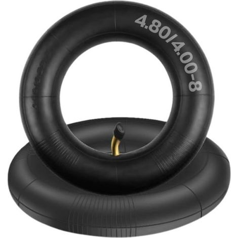 Lot de 2 chambres à air 4.80/4.00-8 avec tige de valve incurvée TR87 4.80-8 pour tondeuse à gazon brouette, roue, chariot de jardin