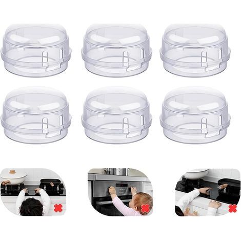 Set di 6 coperture di sicurezza per manopole del piano cottura, protezione per bambini (bianche) (1/5)