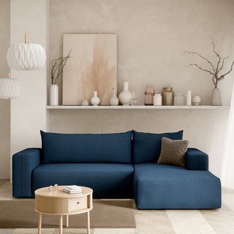 Ecksofa rechts umwandelbar 3-Sitzer Truhe Bliss Blau (1/5)