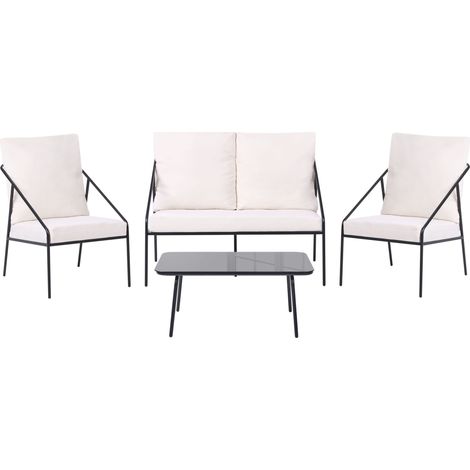 Lounge Set mit Tisch 4-Sitzer USTICA Metall Schwarz