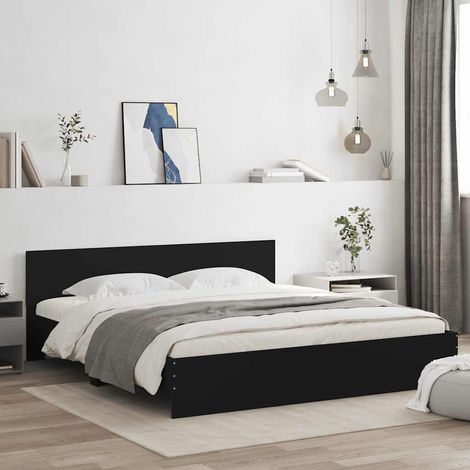Cadre de lit 160 x 200 cm avec sommier à lattes noir, sans matelas - PANGIVO (1/5)