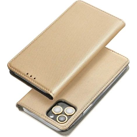 FUNDA PARA IPHONE 13 PRO CON CIERRE MAGNÉTICO, COLOR DORADO + CRISTAL (1/5)