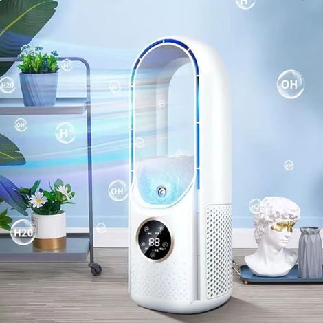 Ventilatore a piantana senza pale a 6 velocità – Motore potente – Design sicuro per bambini e animali domestici – Adatto all'uso in diversi ambienti (1/5)