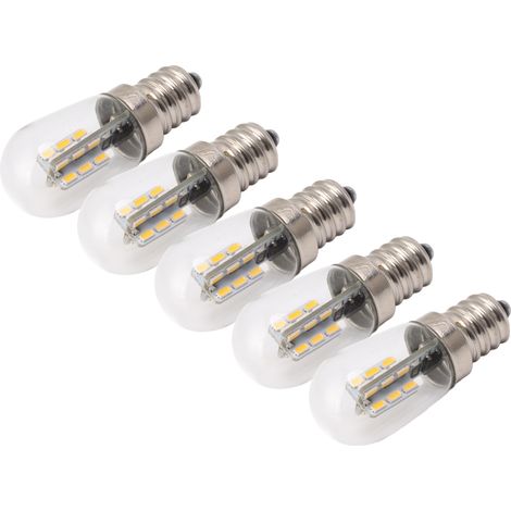 Lot de 5 ampoules LED E12 haute luminosité 120 V pour réfrigérateur, avec 24 LED LED à lumière chaude.