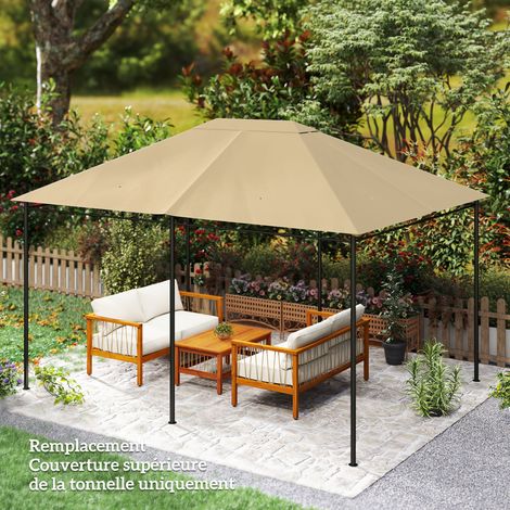Toile de Remplacement pour Pavillon/Tonnelle 3x4m - Tissu Polyester 180g/m² Anti-UV